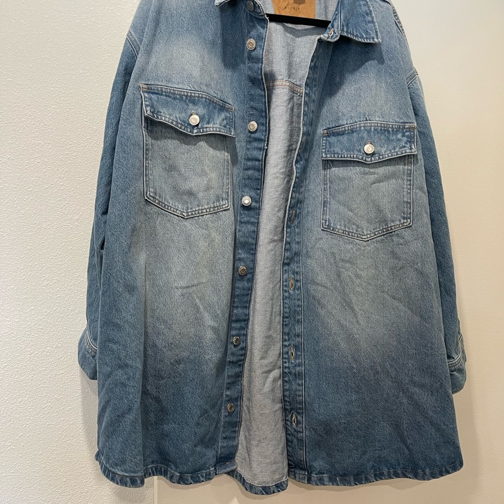 Denim Button-Up Shirt Tunic